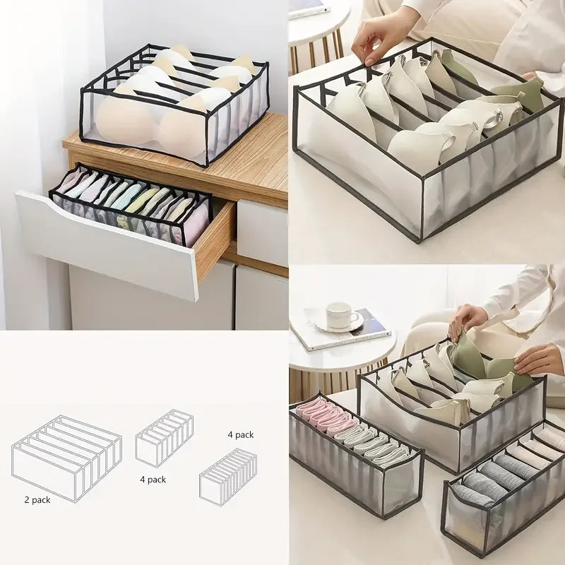 3-Pack Foldable Underwear & Socks Drawer Organizer with Dividers