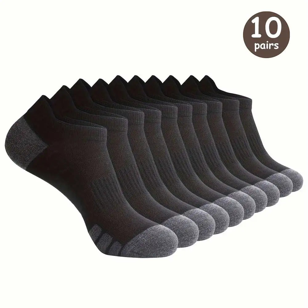 10 Pairs Of Comfortable Breathable Socks Sweat Absorbing Odor Proof Low Cut Solid Color Socks Suitable For Outdoor Activities Peaceful Pleasures Health and Wellness 10 Pairs Black B One Size