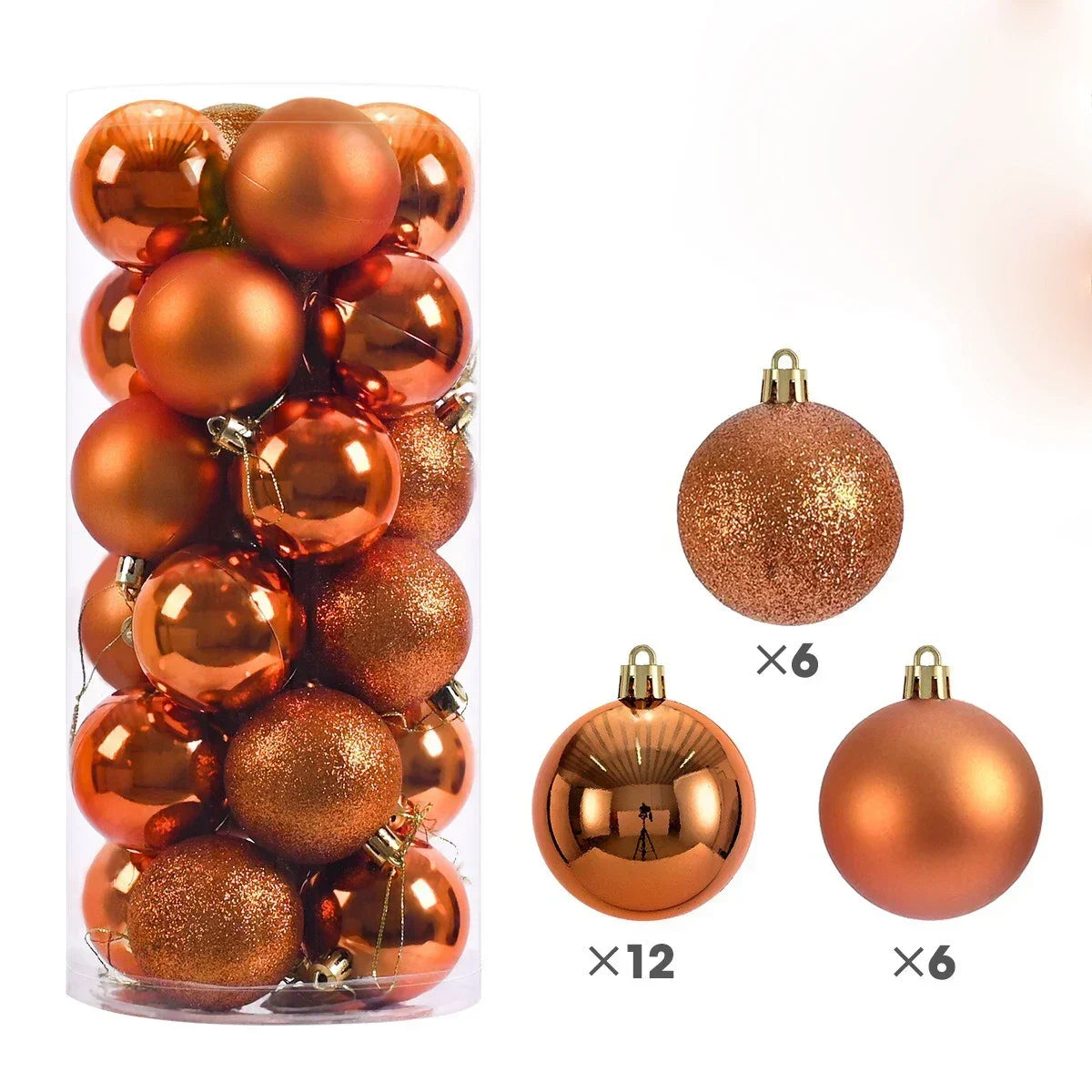 24Pcs 3/4/6CM Christmas Balls Big Ball Christmas Tree Pendant Ornaments for Party Decor 2025 New Year Navidad Gifts Accessory Peaceful Pleasures Health and Wellness Orange 4CM