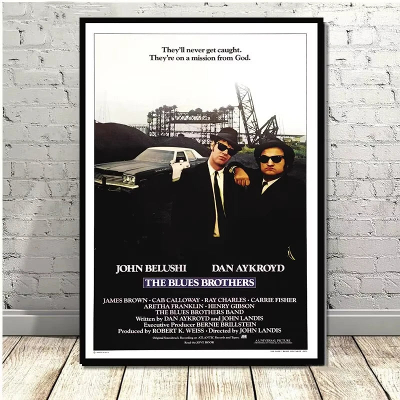 Vintage Blues Brothers Canvas Wall Art Classic Movie TV Show Poster Retro Print for Home Bedroom Living Room Decoration Peaceful Pleasures Health and Wellness