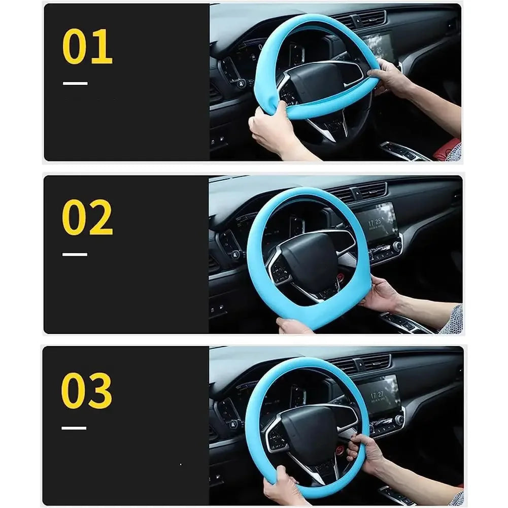 1pc Anti-Slip Silicone Steering Wheel Cover - Universal Fit, Soft & Odorless Fits 14''/15''/16'' Wheels, Durable & All-Season Peaceful Pleasures Health and Wellness
