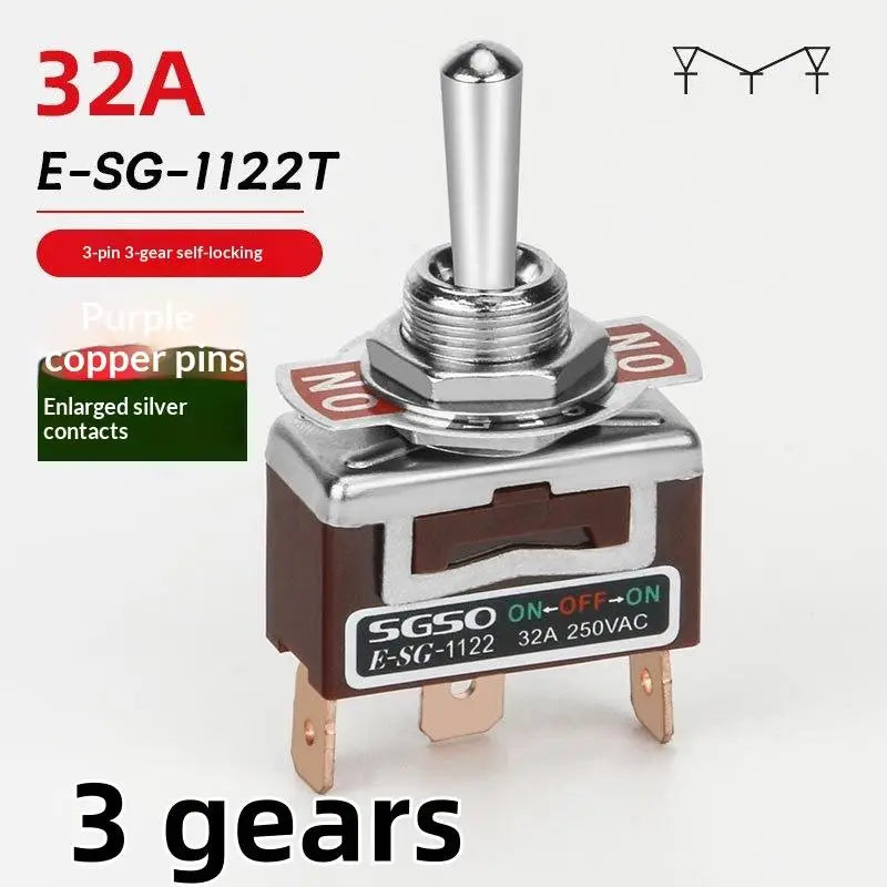 32A 250VAC Rocker Toggle Switch 2/3/4/6 Pin | Brass Screw