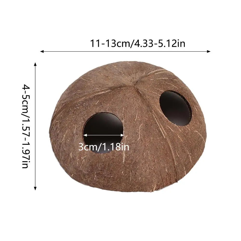 Natural Coconut Shell Reptile Hiding Cave | Turtle & Lizard Hide
