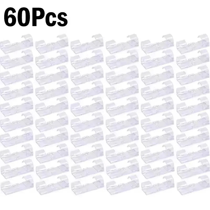 Transparent Self-Adhesive Cable Organizer Clips – 5 to 60pcs