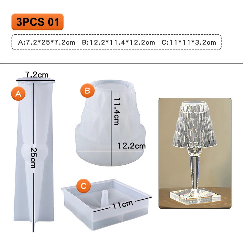 DIY Epoxy Resin Lamp Silicone Mold | Diamond Crystal Pattern