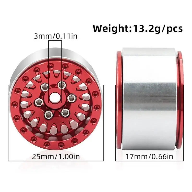 1.0" Beadlock Wheel Hubs 4pcs for RC Crawlers TRX4M SCX24