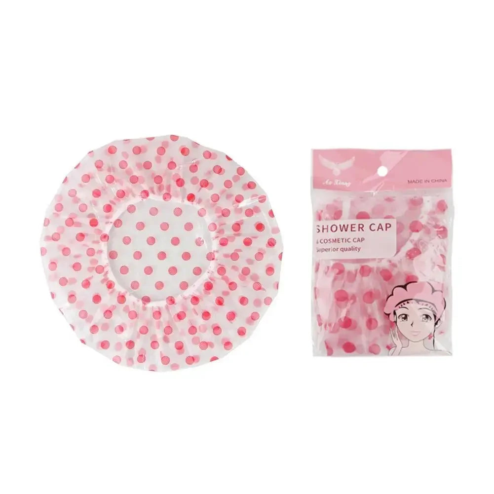 Waterproof Reusable Shower Cap for Women – Spa & Salon Bath & Spa Accessories Peaceful Pleasures Health and Wellness red circle