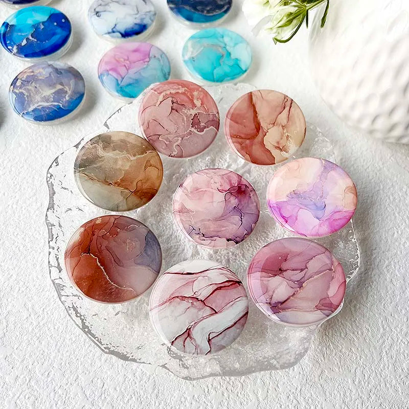 Socket Grip Tok Acrylic Glue Material High Quality Transparent Folding Stand Marble Pattern Phone Holder Foldable phone grip Peaceful Pleasures Health and Wellness