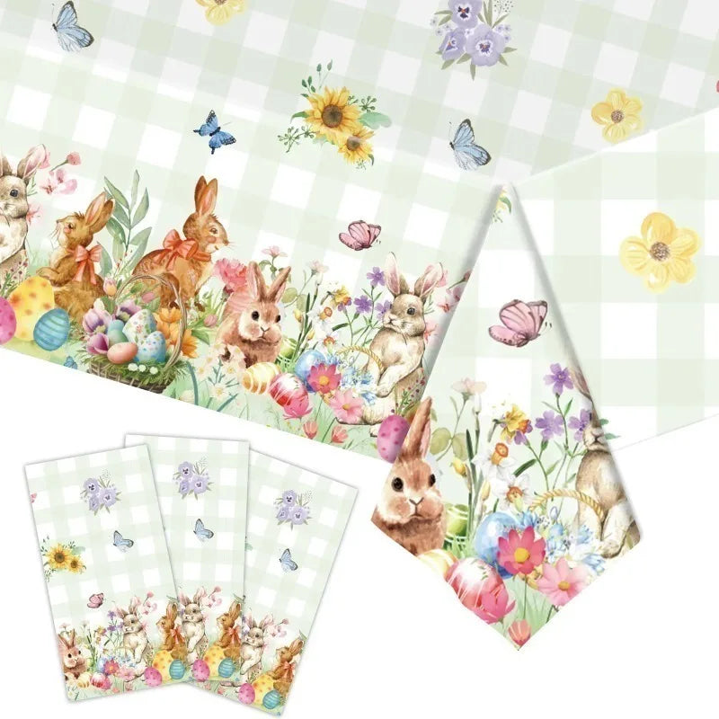 Easter Rabbit Disposable Tablecloth | Colorful Party Table Cover