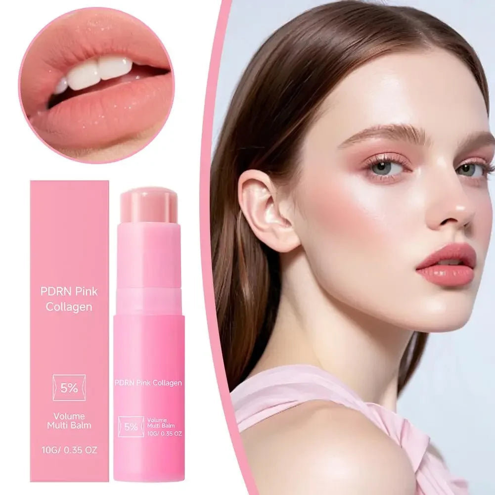 Collagen Pink Multi Balm Stick Deep Hydrating Moisturizing Wrinkle Bounce Lifting Facial Cream Korean Skin Care & Makeup Base Peaceful Pleasures Health and Wellness