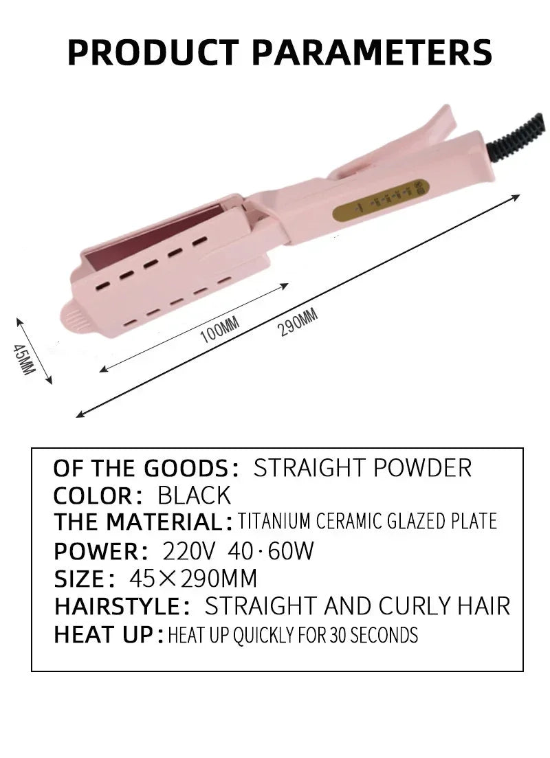 Pink Hair Straightener Four-gear Temperature Adjustment Ceramic Tourmaline Ionic Flat Iron Hair Straightener Women Widen Panel Peaceful Pleasures Health and Wellness