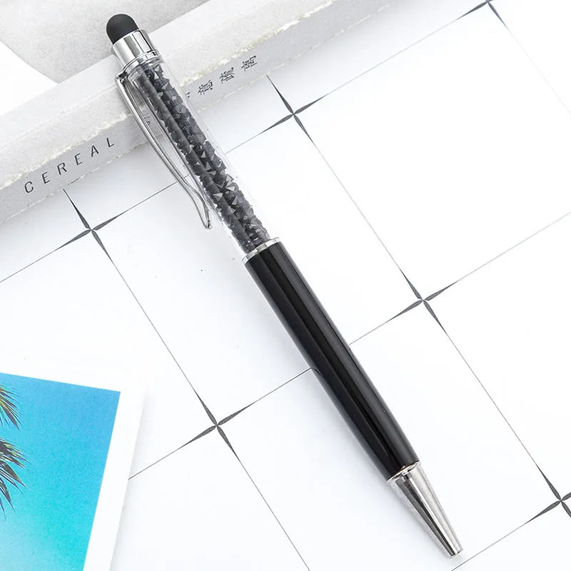 Diamond Ballpoint Pen Stylus For Touch Screen Pen Universal Tablet Touch Pencil For Phone Accessories Electrostatic Touch Pen Peaceful Pleasures Health and Wellness Black