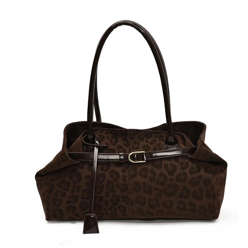 Leopard Print Tote Bags Women Autumn Winter Fashion Versatile Handbag Premium Shoulder Underarm Bags Casual Daily Commute Purse Peaceful Pleasures Health and Wellness Coffee