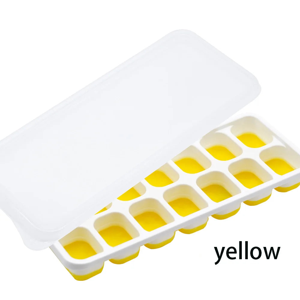 14-Grid Silicone Ice Cube Tray with Lid | Square Ice Mold