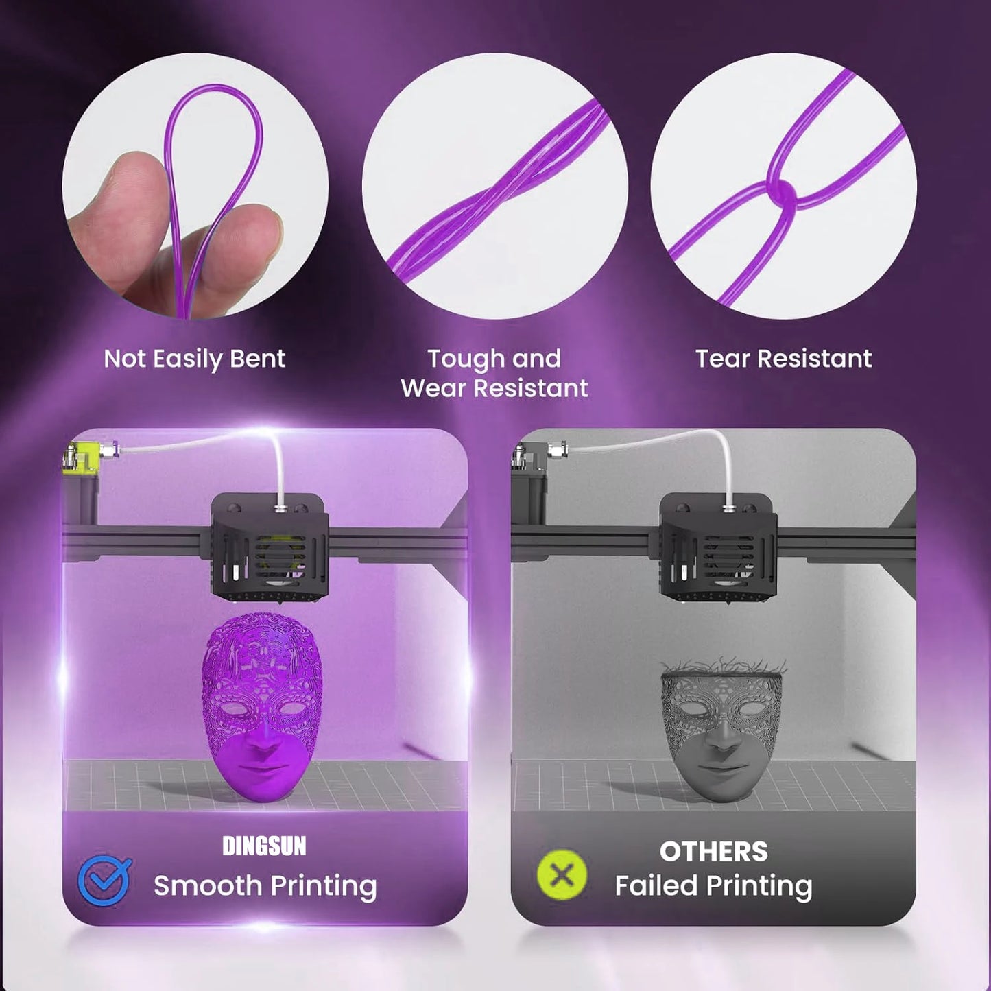 TPU Filament 1.75mm 95A Transparent | ±0.03mm | 250g–1KG