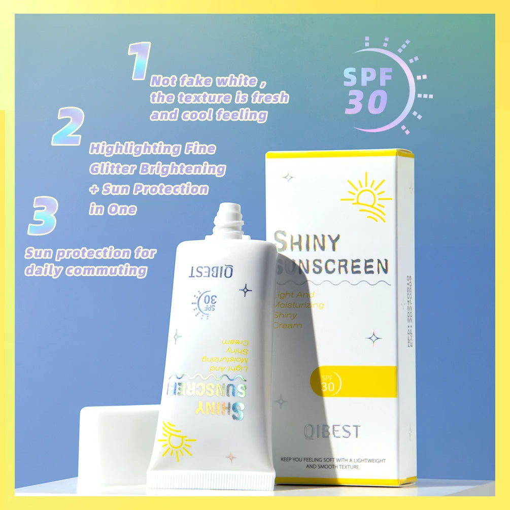 QIBEST Pearlescent Body Sunscreen Whitening Sun Cream Protective Cream Oil-Control Moisturizing Makeup Shimmer Primer Brightens Peaceful Pleasures Health and Wellness