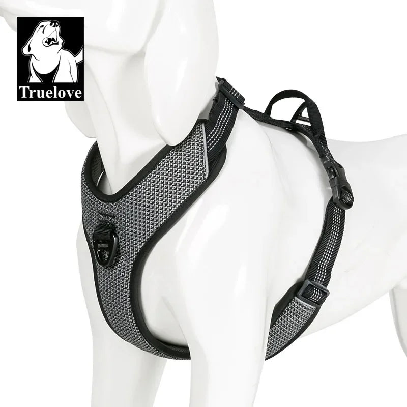 Truelove Dog Harness Reflective No Pull Small Medium Large Vest Quick Adjustbale Matching Leash Collar Training Running TLH6071 Peaceful Pleasures Health and Wellness Black XL-Chest 81-107in france
