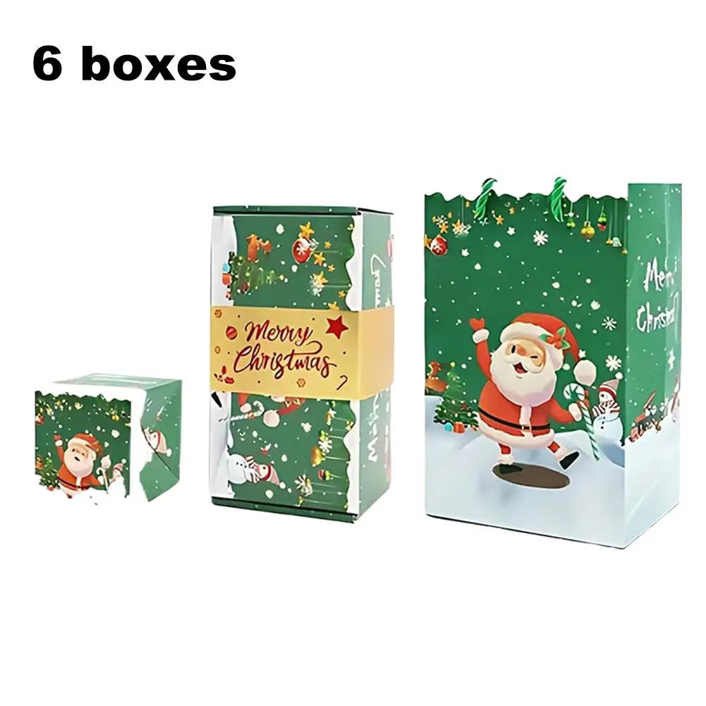 Christmas Popular Surprise Jumping Gift Box - Folding Bouncing Red Envelope Style Creative Present Box For Christmas Birthday Peaceful Pleasures Health and Wellness 6pcs 9.5x9.5x11cm