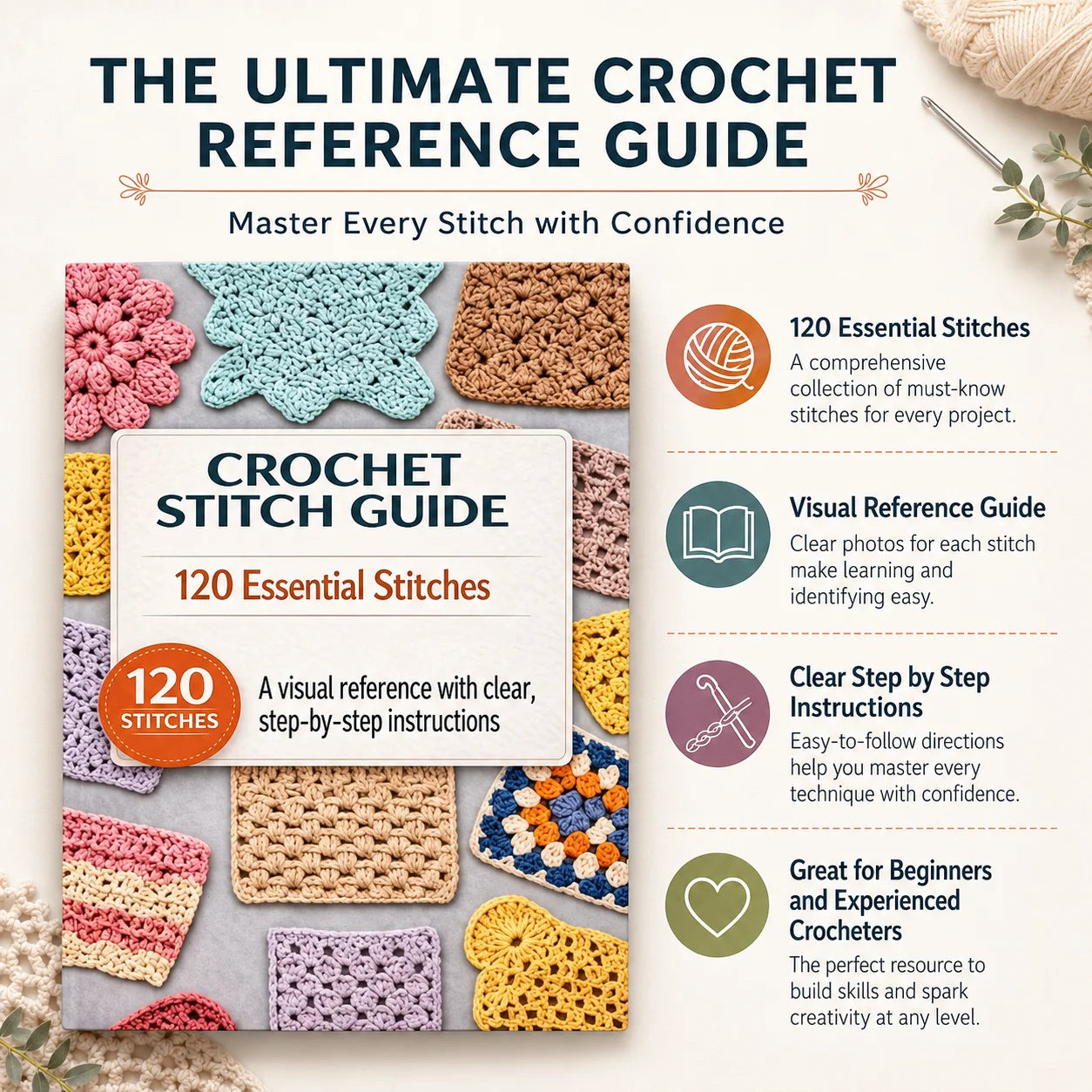 Complete Crochet Stitch Guide Beginners 125 Needle Techniques Manual