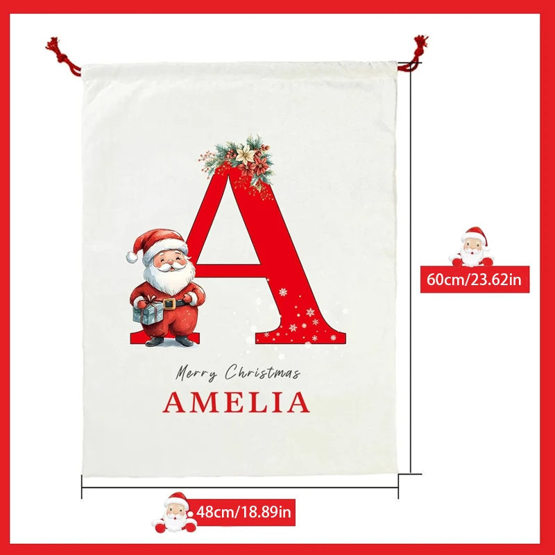 Personalized Santa Sack – Custom Name Christmas Canvas Bag Personalized Gift Bag Peaceful Pleasures Health and Wellness