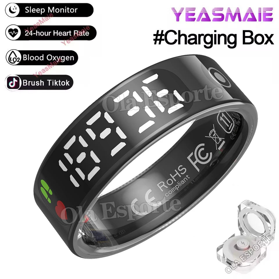Smart Ring LED Display | Heart Rate & Blood Oxygen Tracker