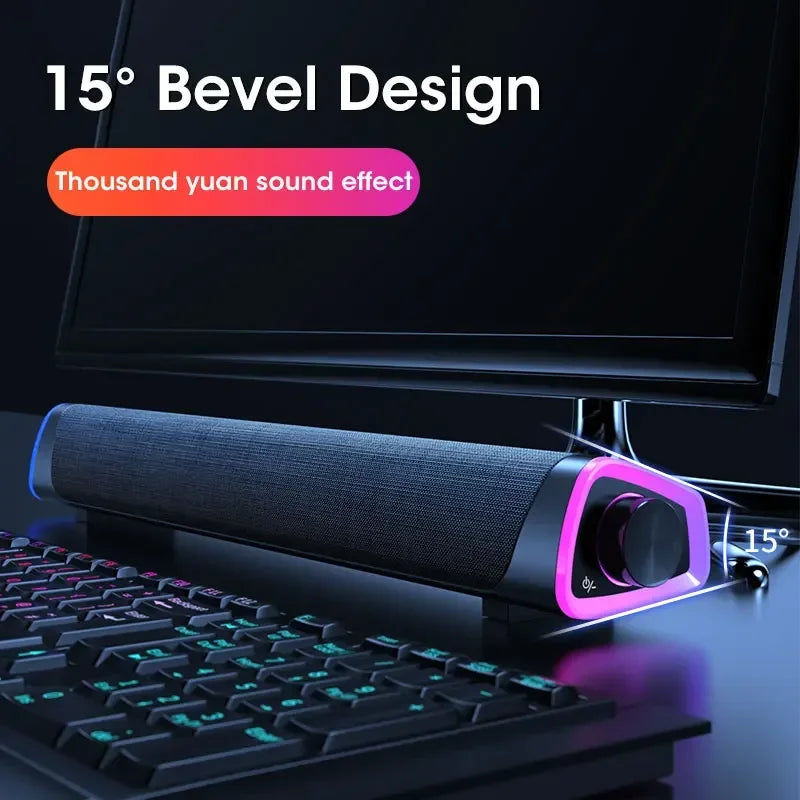 2.1 Channel Soundbar with Subwoofer, Bluetooth 5.0 Speaker System for TV/PC, USB Powered Stereo Bass HD Audio for Laptop/Macbook Peaceful Pleasures Health and Wellness