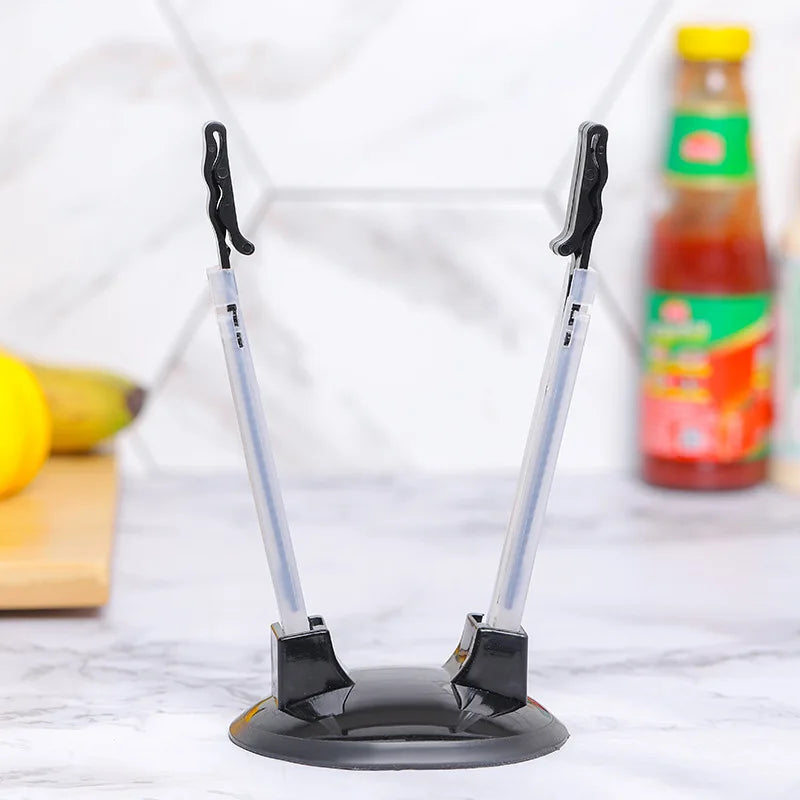 Household food storage bag holder, packaging bag opener, support stand Peaceful Pleasures Health and Wellness