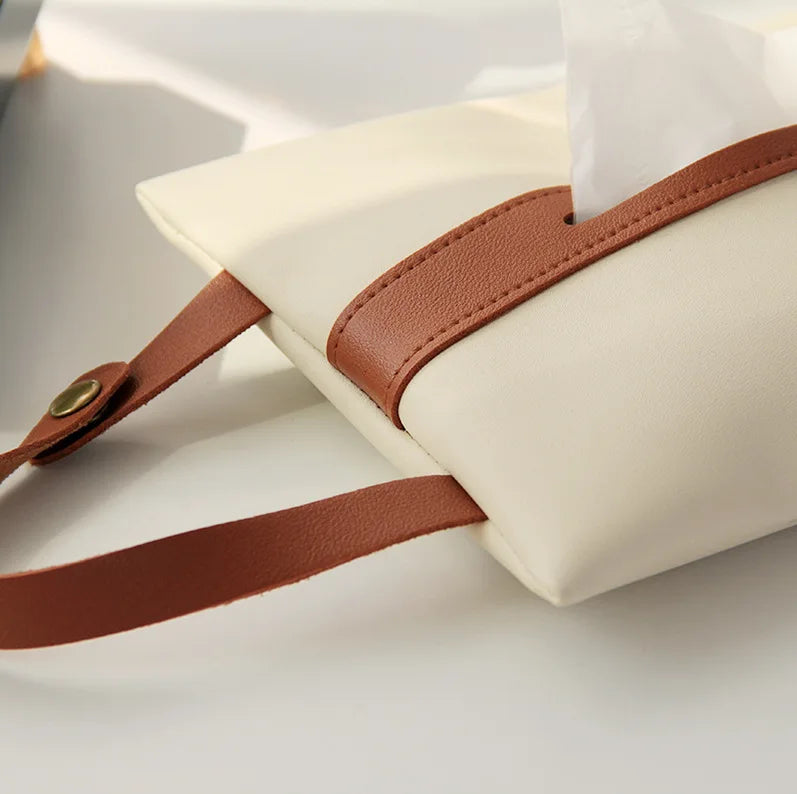 Leather Car Tissue Box Holder – Hanging Decorative Cover Car Tissue Box Cover Peaceful Pleasures Health and Wellness