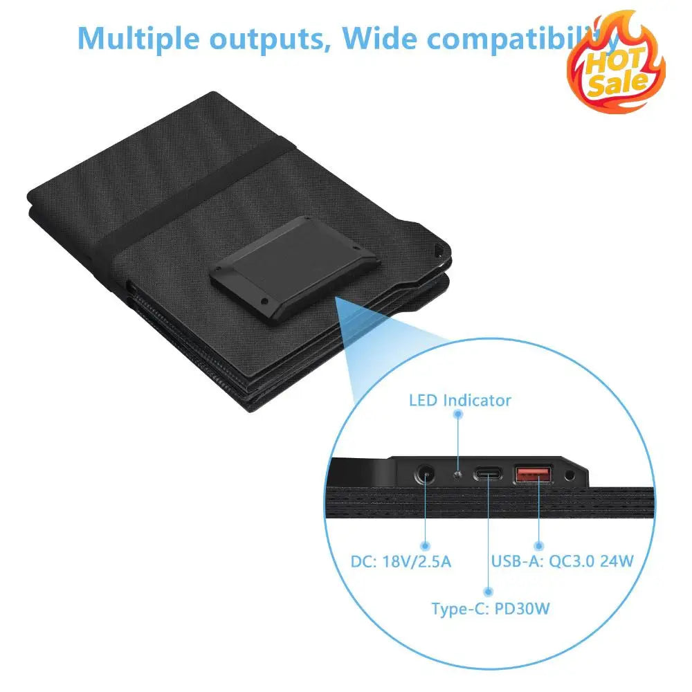 VODOOL 45W 8-Panel Foldable Solar Charger USB-A USB-C IPX6