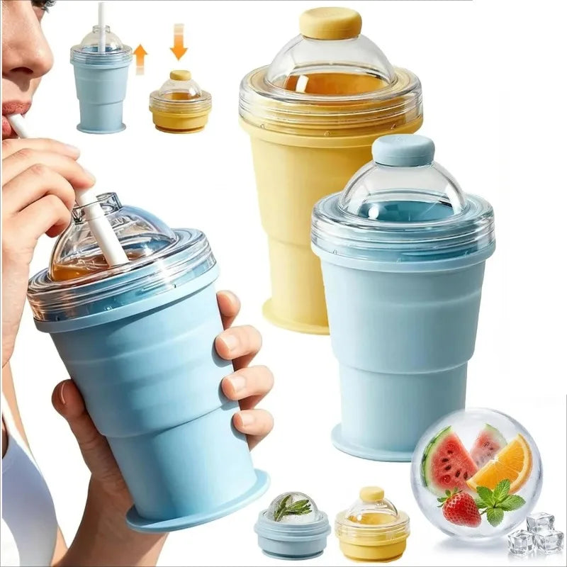 2-in-1 Silicone Ice Ball Maker & Collapsible Cup | Summer Must-Have