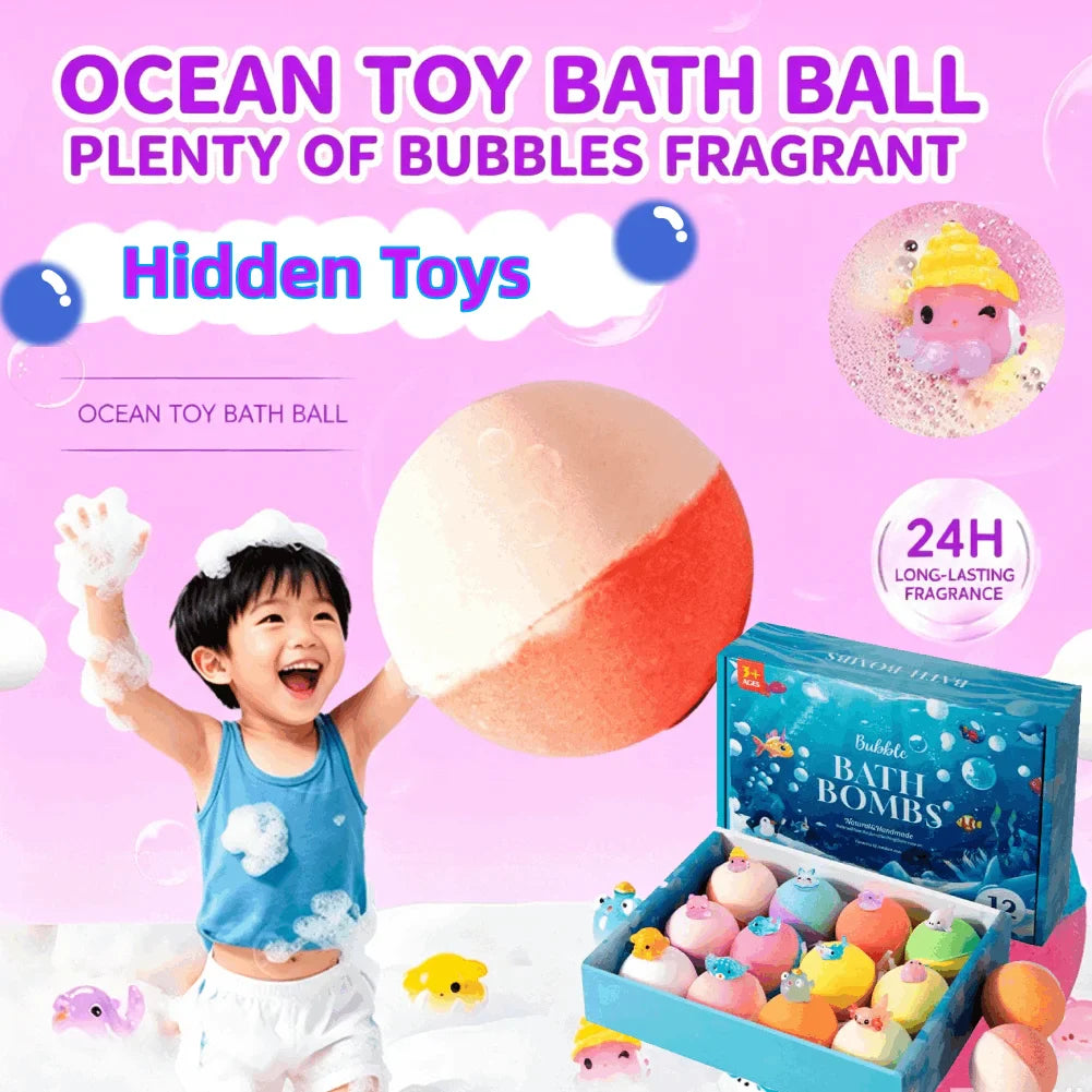 12-Piece Surprise Toy Bath Bombs – Natural Oils & Mega Bubbles