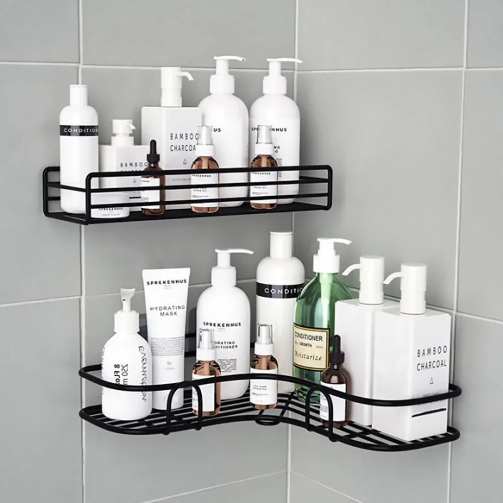 No-Drill Metal Corner Shower Shelf | Bathroom Wall Organizer
