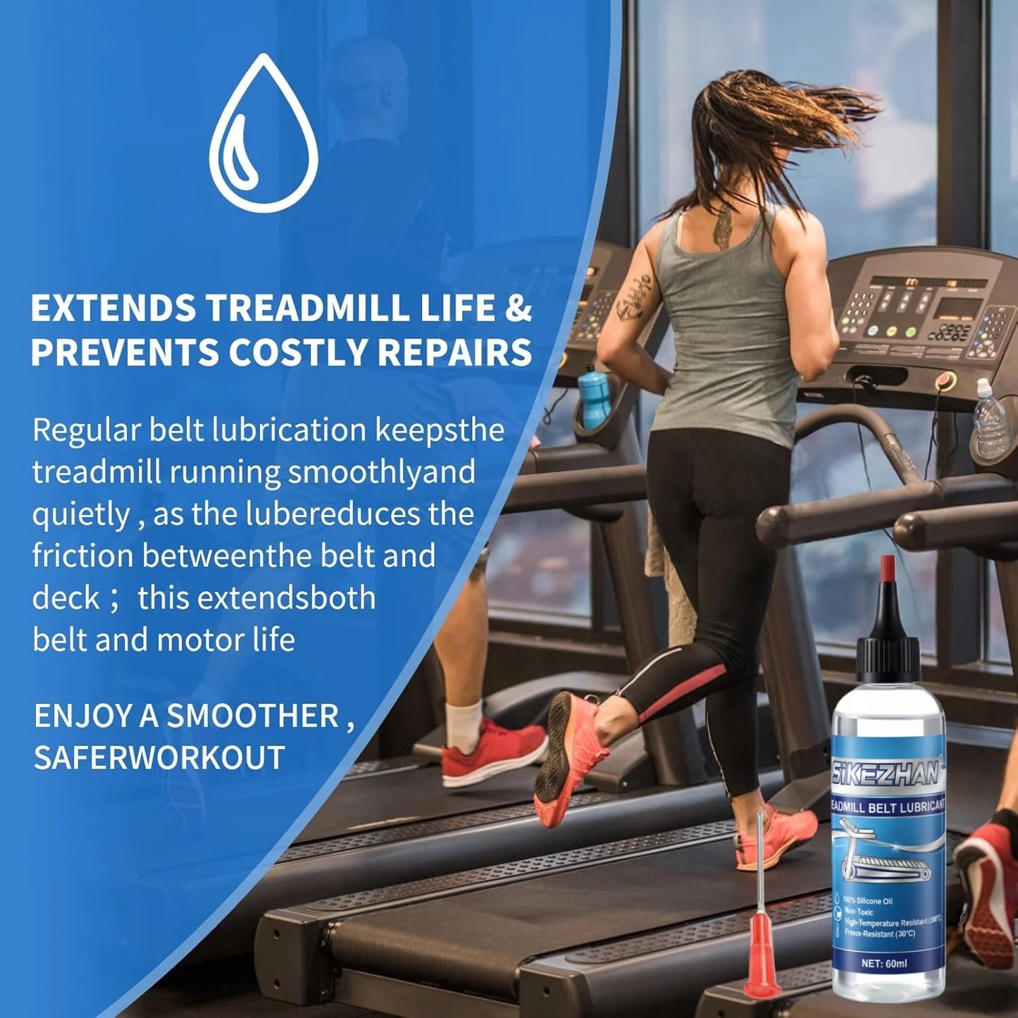 Treadmill Lubricant 100% Silicone Belt Oil Universal Maintenance Lube Home Gym Fitness Machine Reduce Friction & Noise Peaceful Pleasures Health and Wellness