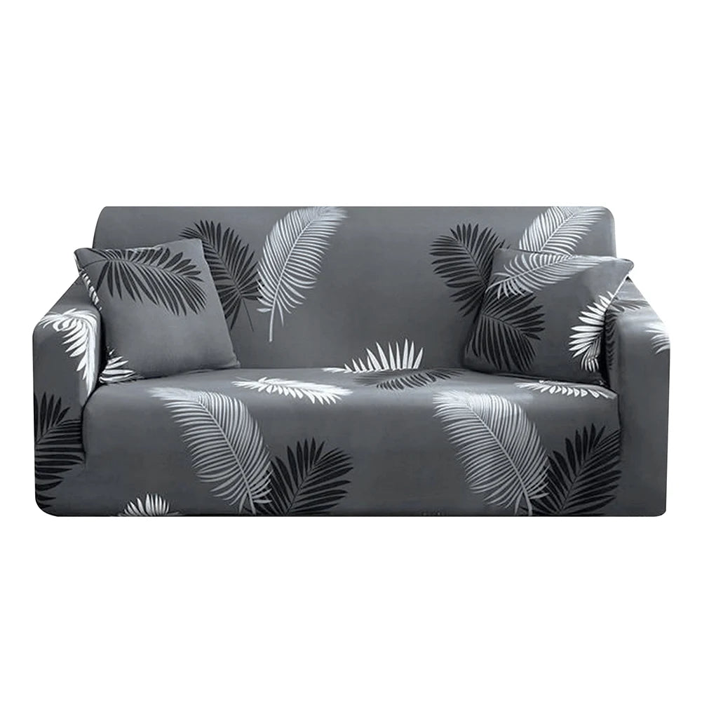 1/2/3/4 Seater Silk Cool Sofa Cover for Living Room L Shap Coner Couh Cover Spandex Extenble Furniture Protector From Cat Dog Peaceful Pleasures Health and Wellness Feather Leaf 2-Seat 145-185cm