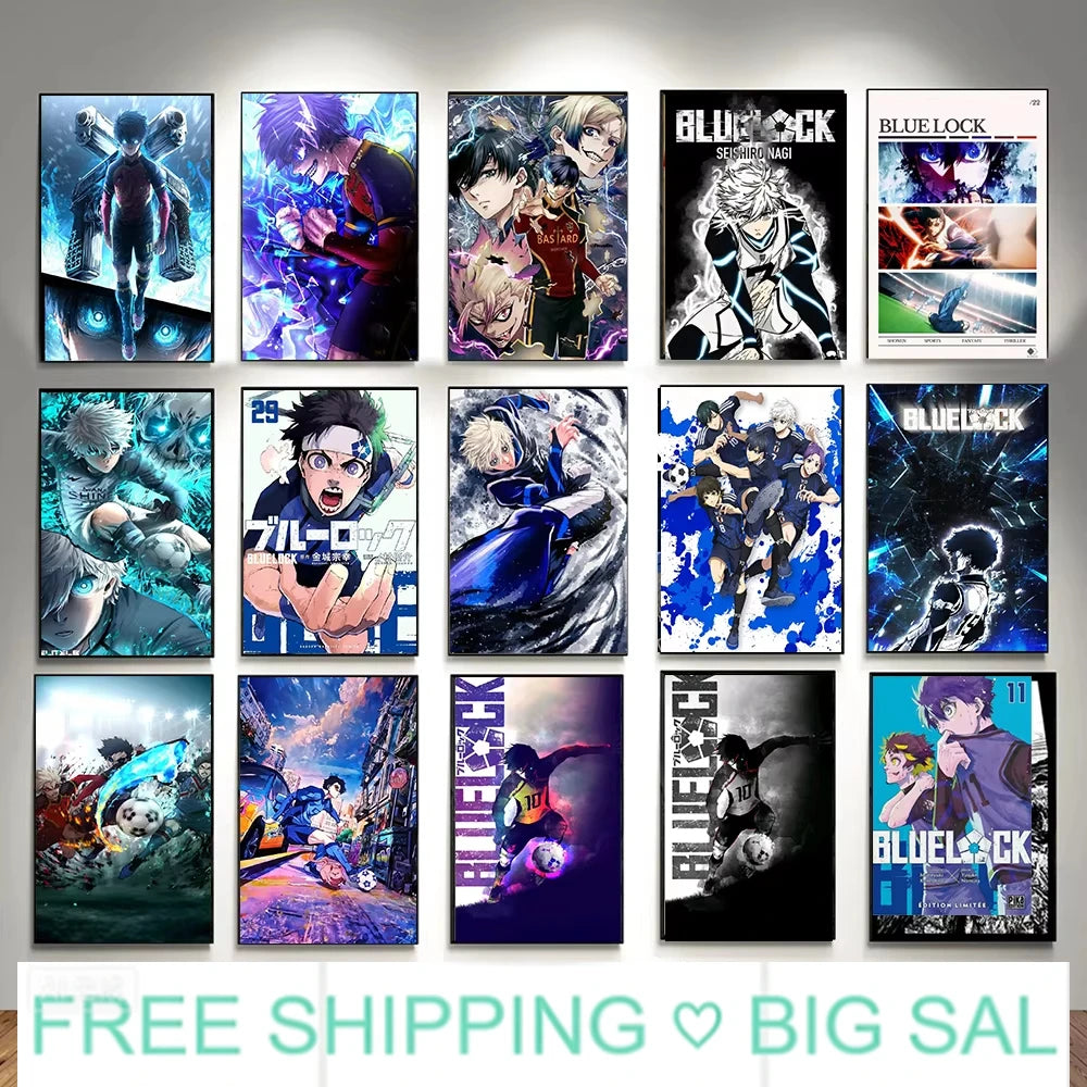 Blue Lock Football Anime Canvas Poster HD Colorful Wall Art Game Room Home Decor Peaceful Pleasures Health and Wellness