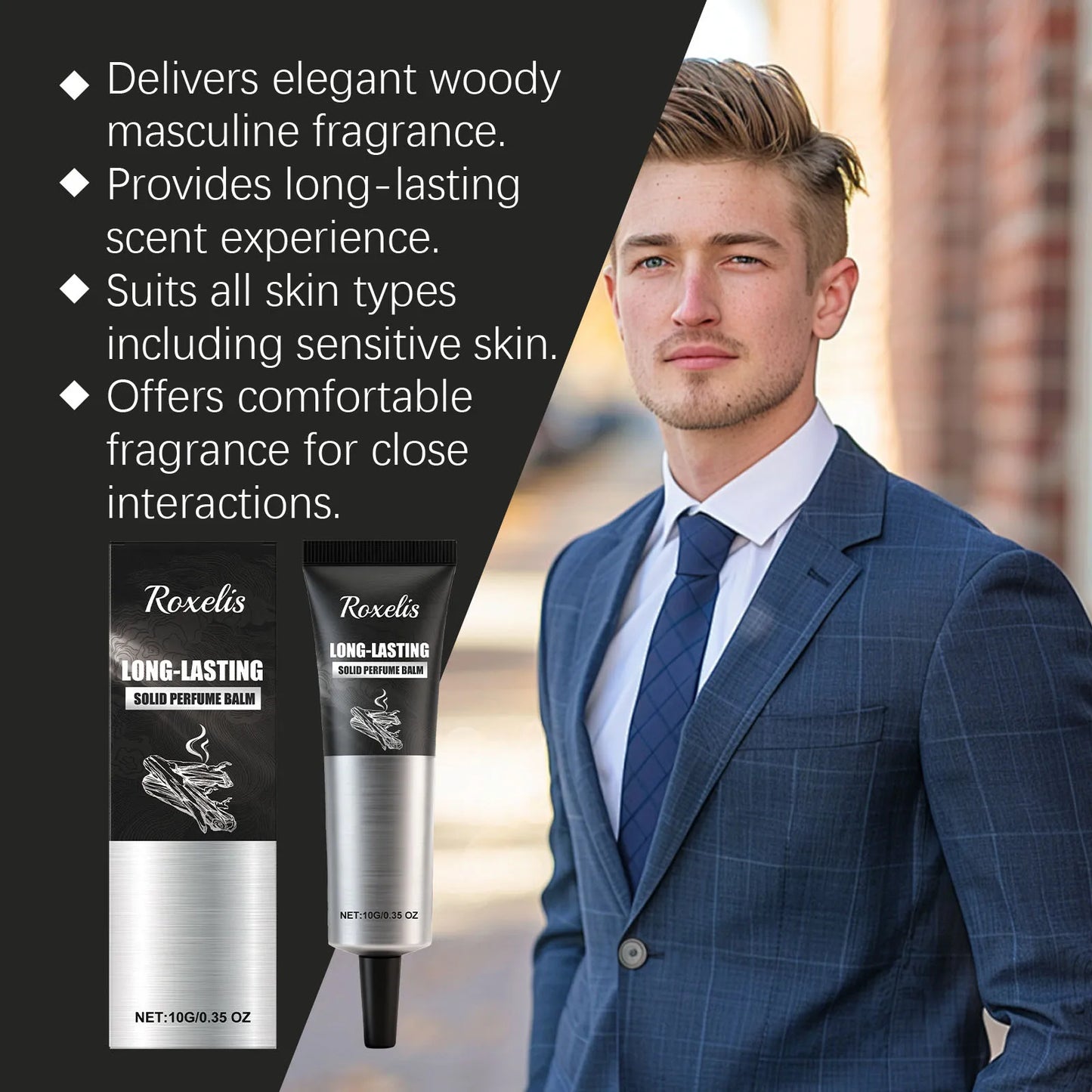 Men's Woody Solid Perfume Balm – 10g Alcohol-Free Fragrance