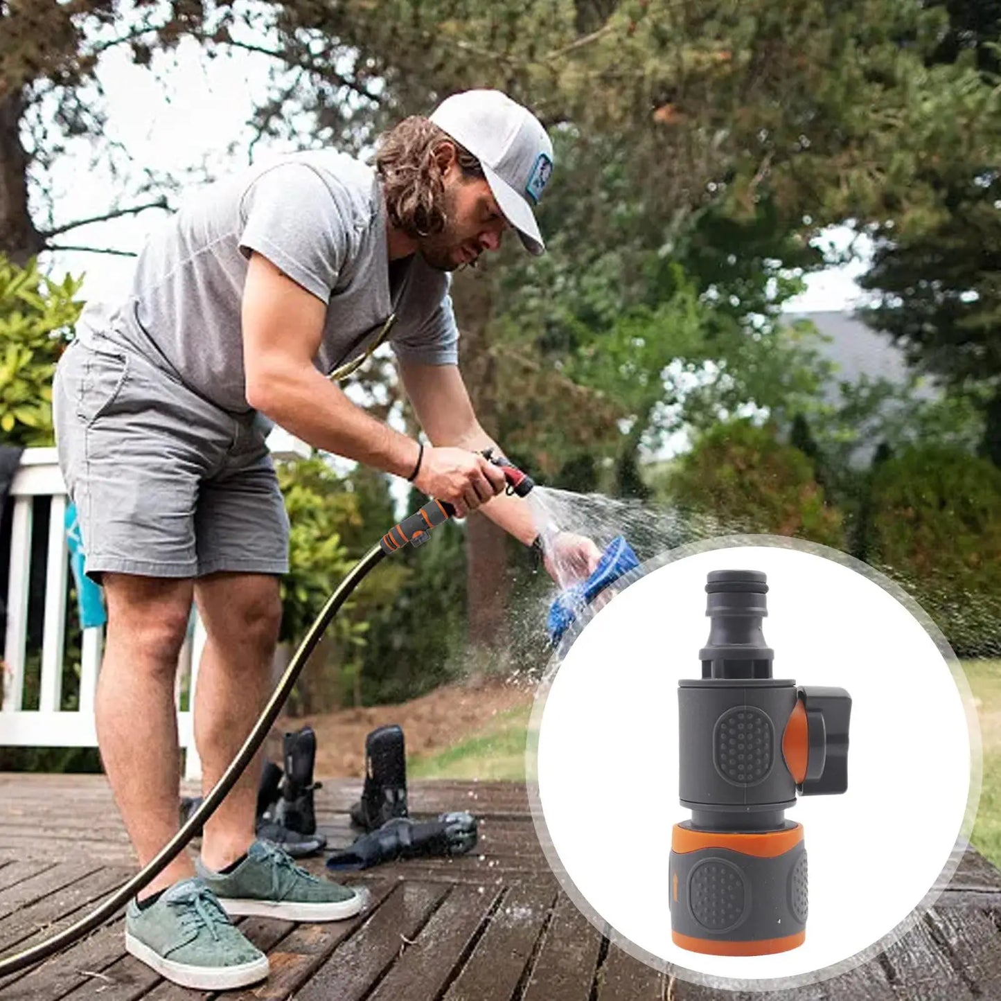 Quick Connect Garden Hose Adapter with Stop Valve | Easy Install