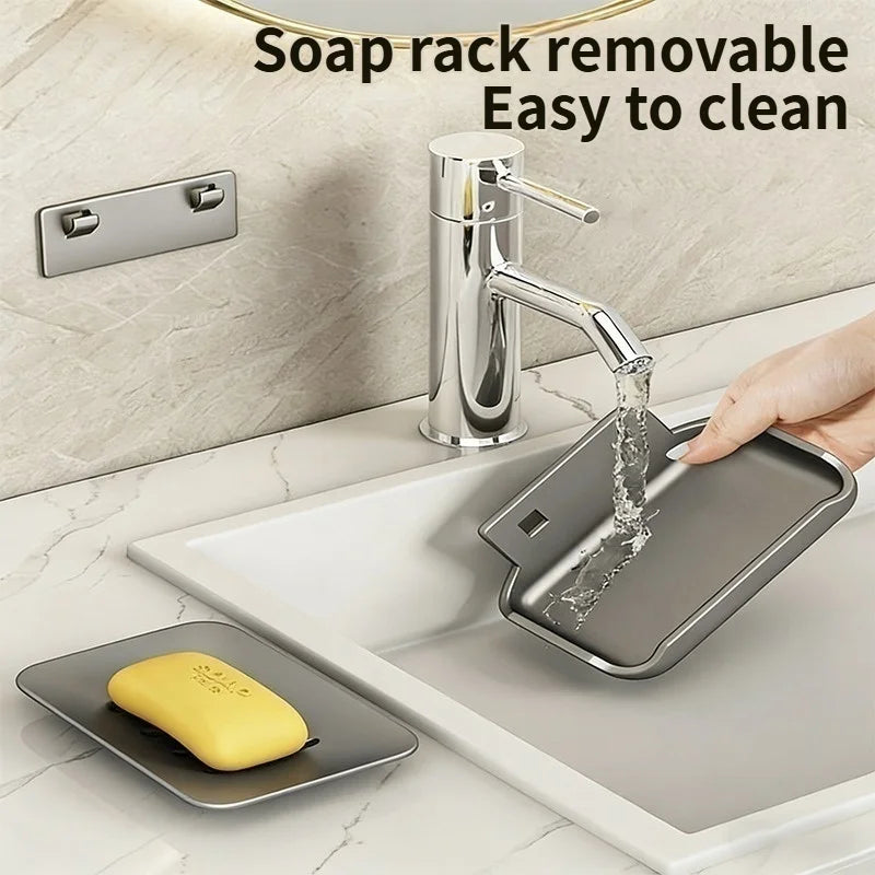 No-Drill Bathroom Corner Shelf & Soap Holder | Wall Mount Rack