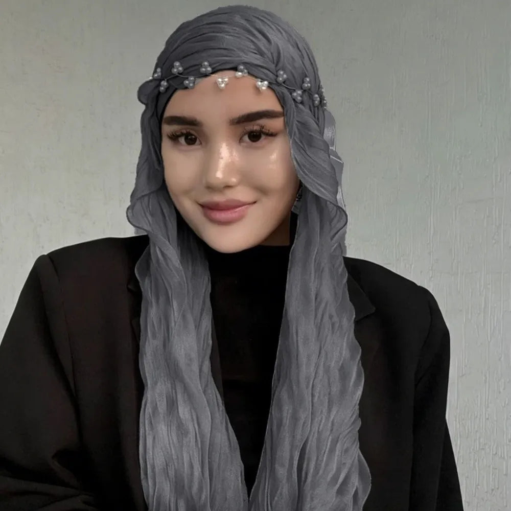 Solid Chiffon Scarf – Ruffled Shawl, Hijab & Wrap for Women