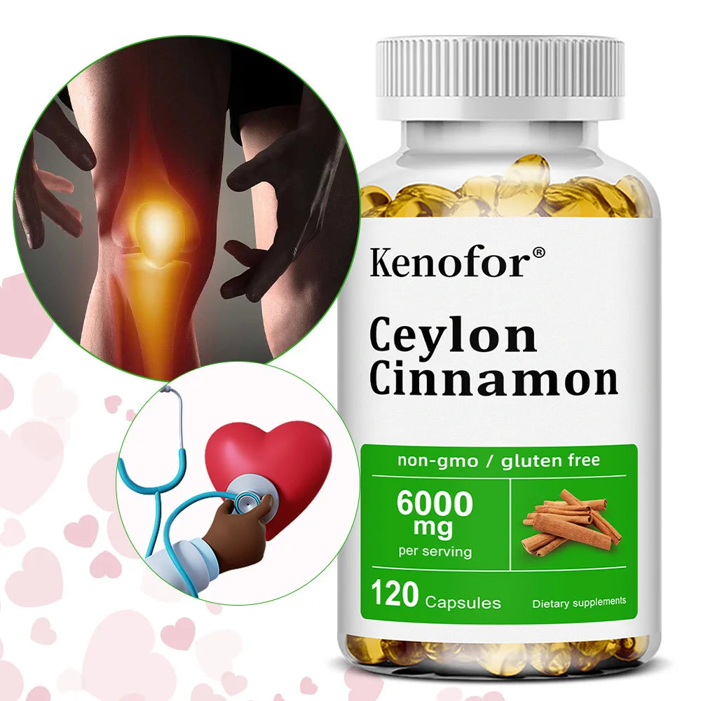 Ceylon Cinnamon Supplement 6000mg - Energy & Heart Health Support, Antioxidant, Non-GMO & Gluten Free - 30/60/120 Capsules Peaceful Pleasures Health and Wellness