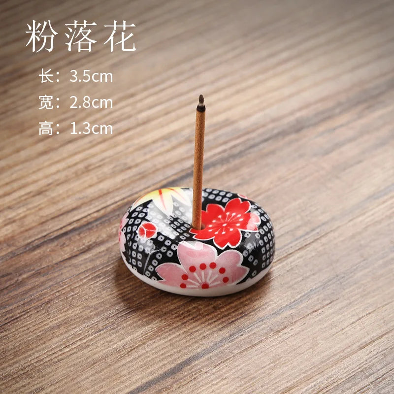 Cherry Blossom Incense Burner Home Ceramic Decor Stick Holder Aromatherapy Censer Office Teahouse Ornament Home Decor 방향제 Peaceful Pleasures Health and Wellness Black