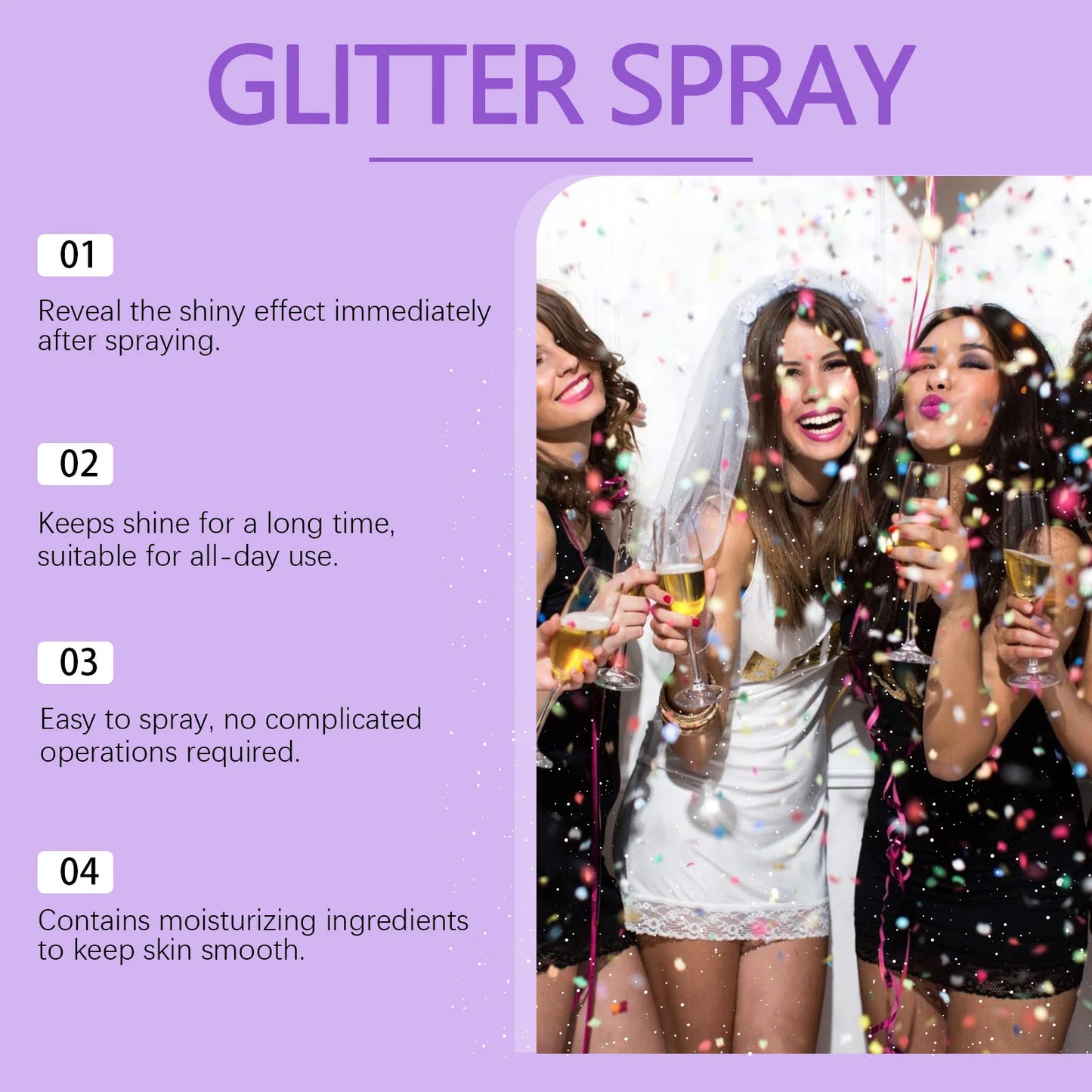 Eelhope Glitter Highlighter Spray – Hair, Face & Body Shimmer