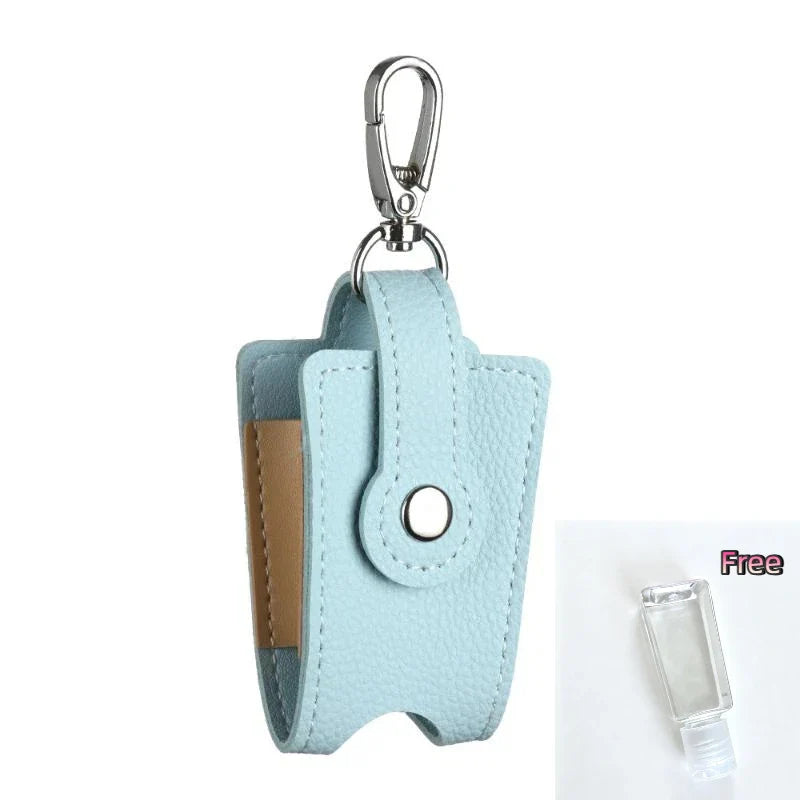 PU Leather Hand Sanitizer Holder & Refillable Bottle + Carabiner