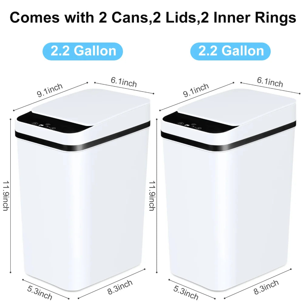 2-Pack 12L Touchless Automatic Trash Cans | Motion Sensor