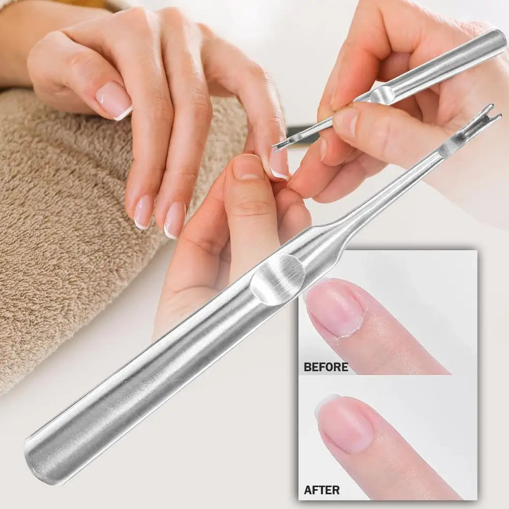 Cuticle Pusher Professional Stainless Steel Nail Cuticle Remover Callus Dead Skin Fork Nail Manicure Pedicure Tools Peaceful Pleasures Health and Wellness