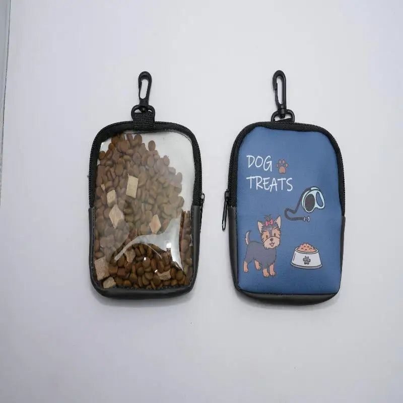 Cartoon Dog Treat Pouch – Zipper & Keychain | Training & Walking