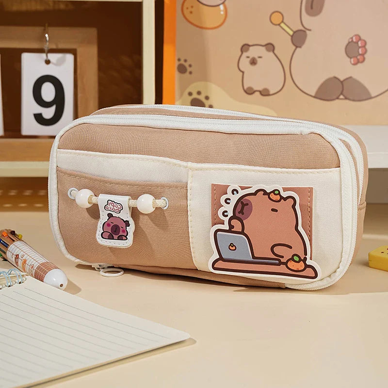 Panda Pencil Case – Cute Multi-Layer Canvas Pen Bag for Kids