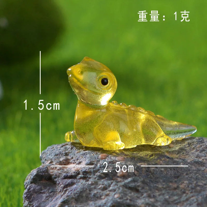 1PCS Mini Lizards Glow At Dark Vivarium DIY Accessories Mimiature Figurines Fairy Garden Decoration Kawaii Animals Ornament Peaceful Pleasures Health and Wellness Yellow
