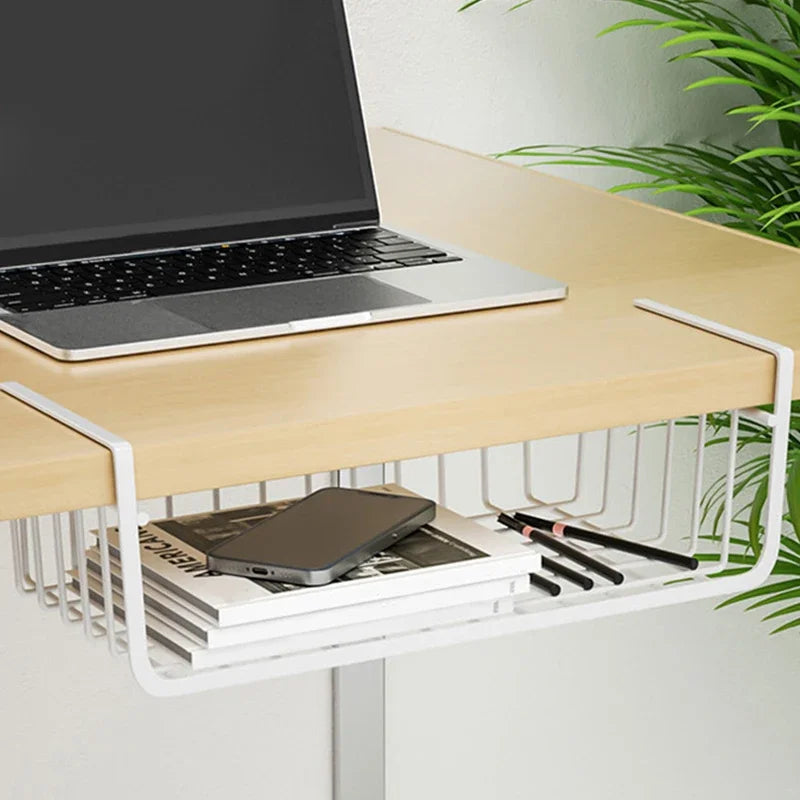 Under-Cabinet Metal Hanging Basket – Kitchen & Office Organizer