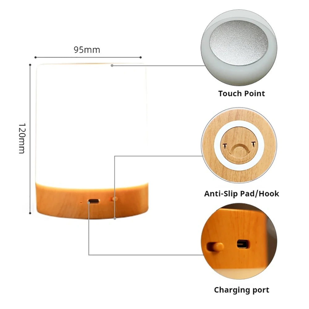 16 Colors Touch Control Bedside Table Lamp RGB USB Rechargeable Night Light Desk Lamp Bedroom Decoration Gift Dining Table Light Peaceful Pleasures Health and Wellness